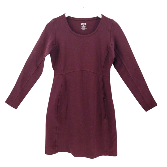 Duluth Trading Company Long Sleeve Dress Size Small in Mulberry Zipper Pocket - Picture 1 of 7